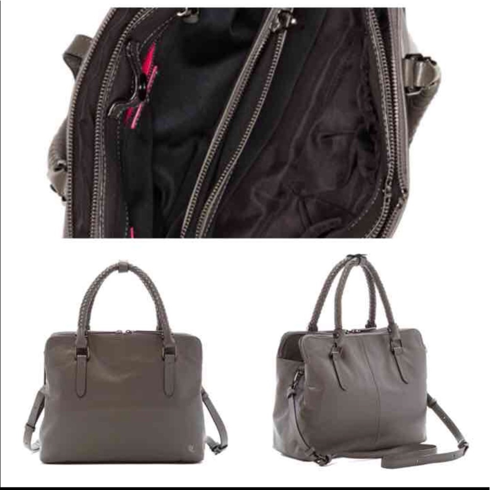 New Elliott Lucca Double zipper Satchel gray
